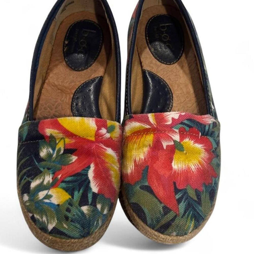 b.ø.c. Born Concept Tropical Floral Canvas Espadrille Flats Slip On Shoes 6.5M